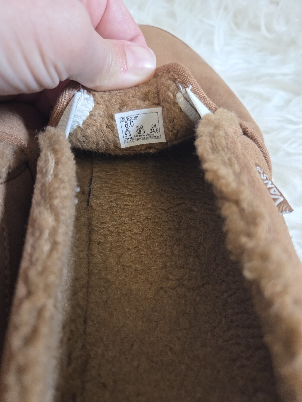 Vans Classic Slip-On Sherpa Lined Suede in Chestnut Brown - Picture 12 of 15